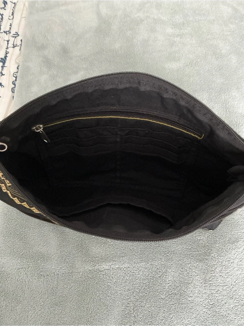 Black & Gold Elephant-Print Wristlet Pouch